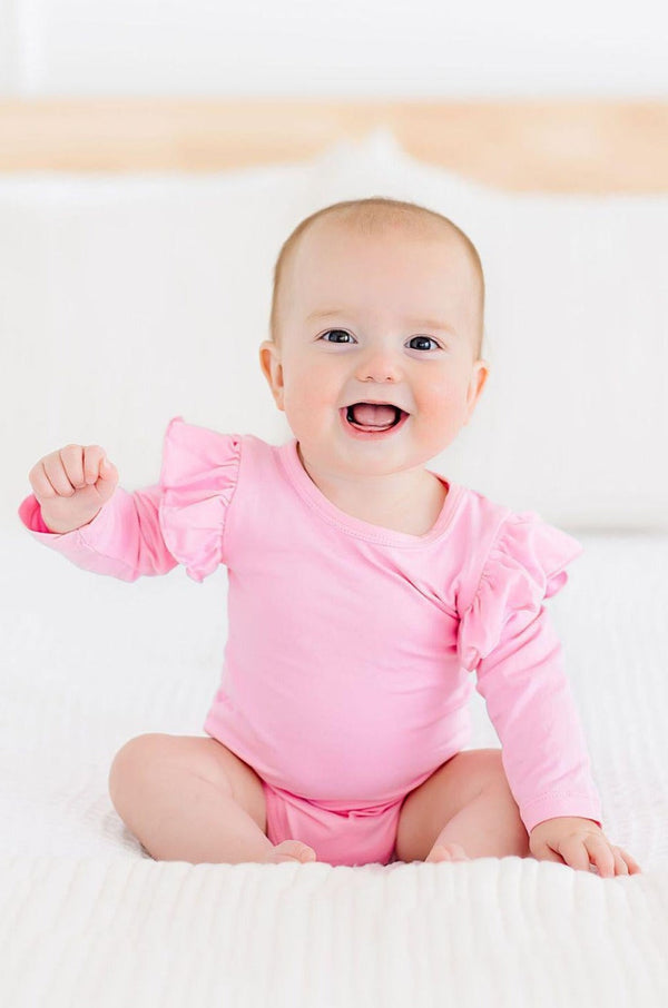 bubblegum-pink-l-s-flutter-bodysuit Mila &  Rose - Sophia's Style-Bubblegum Pink L/S Flutter Bodysuit-0-3M--1